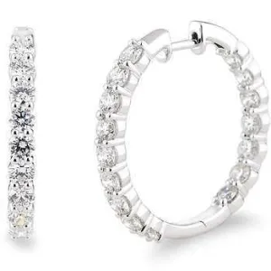 2 Carat Trendy Natural Earth Mined Diamond Hoop Earrings