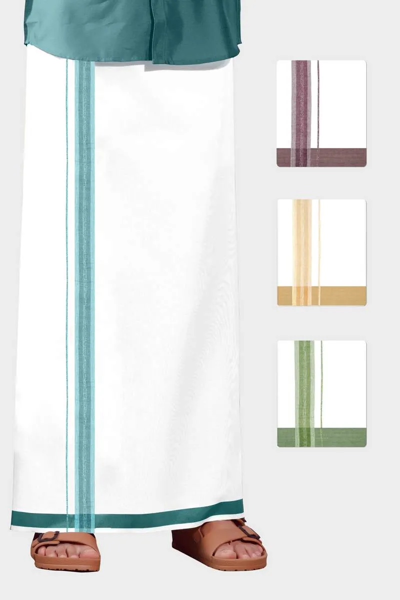 Alex Inila - Smoky Grey  Smooth Cotton Double Layered Dhoti With Fancy Borders | Uathayam