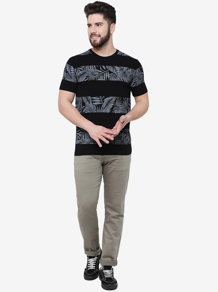 Black Printed Slim Fit T-Shirt | JadeBlue