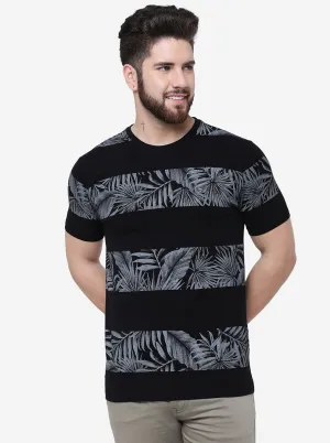 Black Printed Slim Fit T-Shirt | JadeBlue