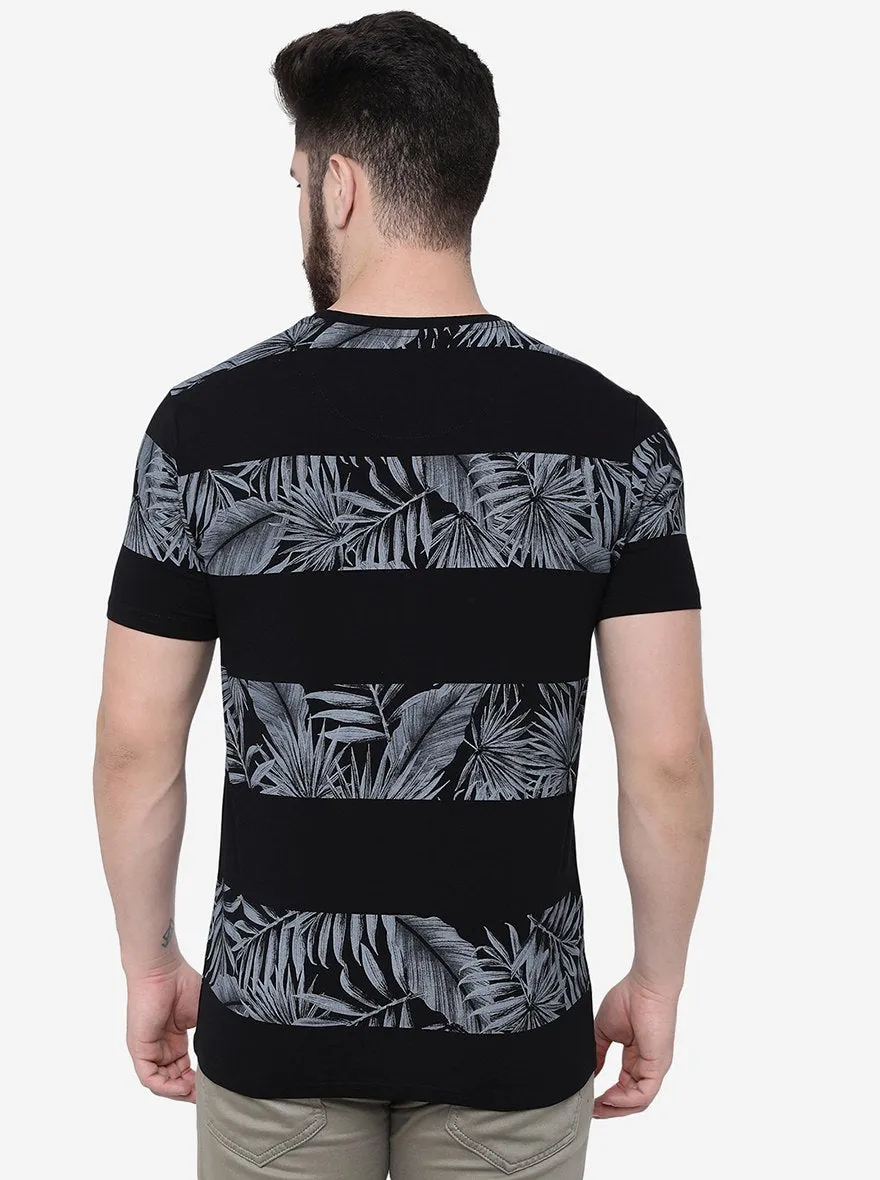 Black Printed Slim Fit T-Shirt | JadeBlue
