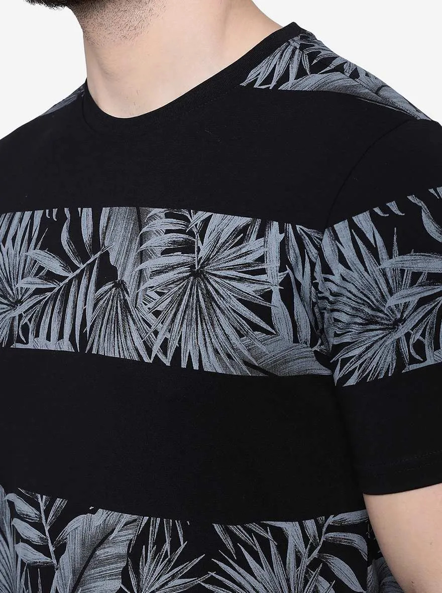 Black Printed Slim Fit T-Shirt | JadeBlue
