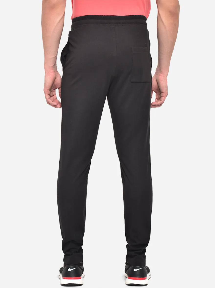 Black Solid Regular Fit Track Pant | Greenfibre