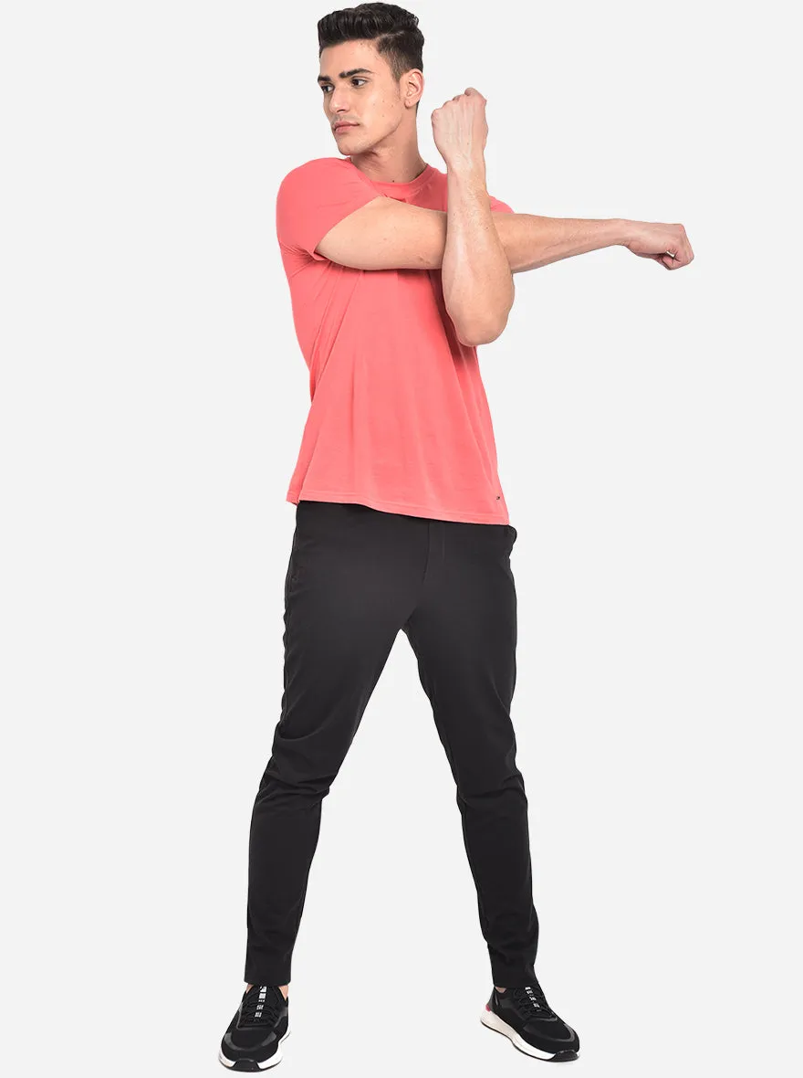Black Solid Regular Fit Track Pant | Greenfibre
