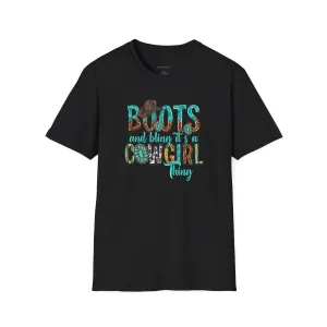 Boots and Bling, Cowgirl Shirt, Turquoise and Leopard Shirt, Rodeo Tee, Softstyle T-Shirt