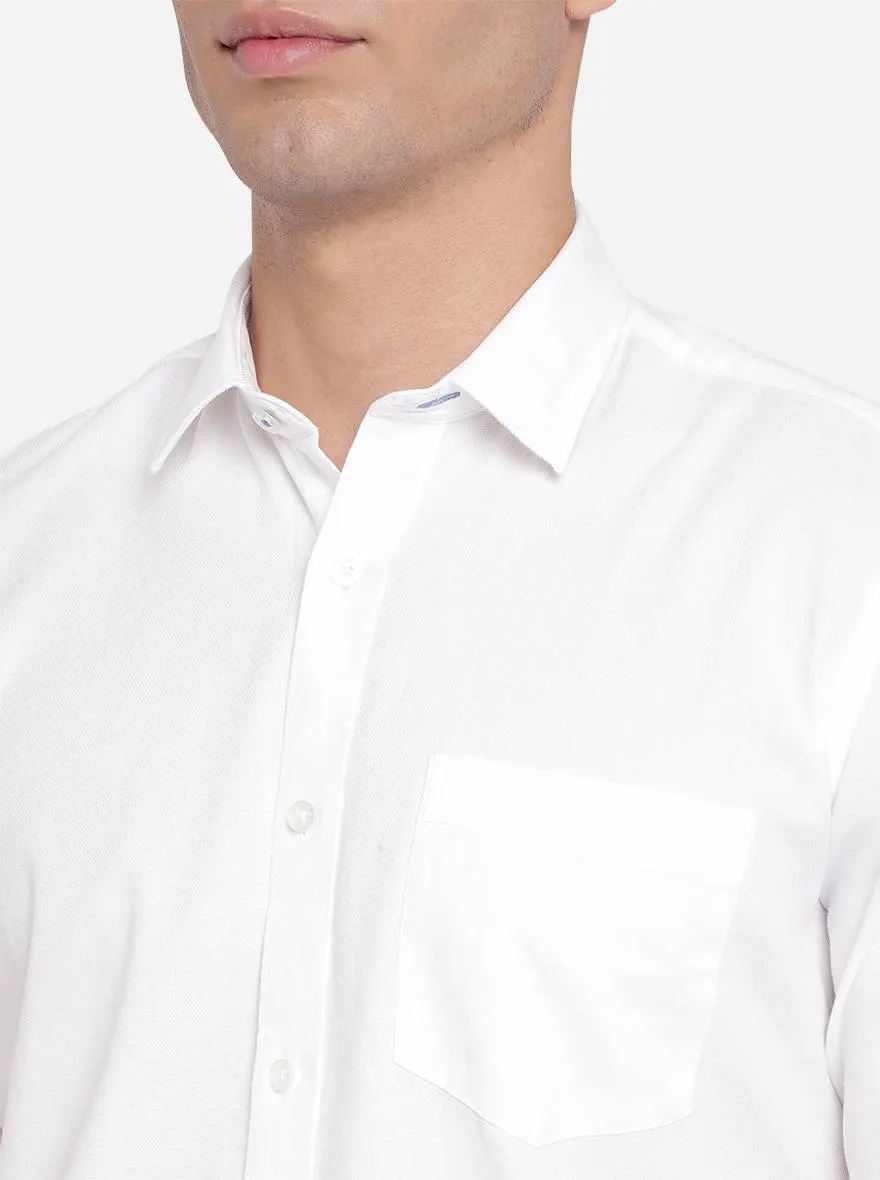 Bright White Solid Slim Fit Casual Shirt | Greenfibre