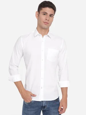 Bright White Solid Slim Fit Casual Shirt | Greenfibre