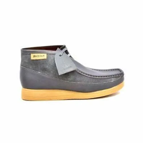 British Walkers New Castle Men's Gray Leather and Suede Ankle Boots