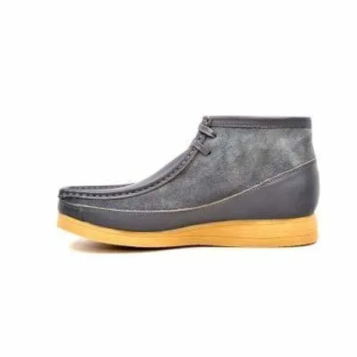 British Walkers New Castle Men's Gray Leather and Suede Ankle Boots