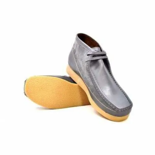 British Walkers New Castle Men's Gray Leather and Suede Ankle Boots