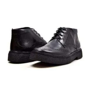 British Walkers Playboy Classic Wingtip Men's Black Leather TPR Ankle Boots