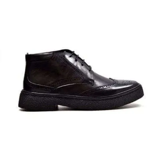 British Walkers Playboy Classic Wingtip Men's Black Leather TPR Ankle Boots