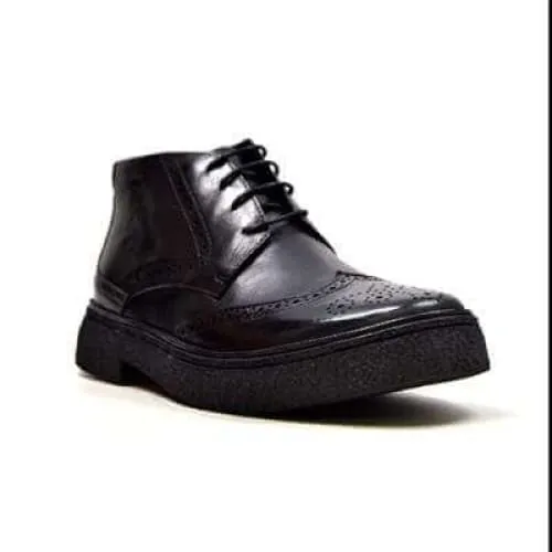 British Walkers Playboy Classic Wingtip Men's Black Leather TPR Ankle Boots