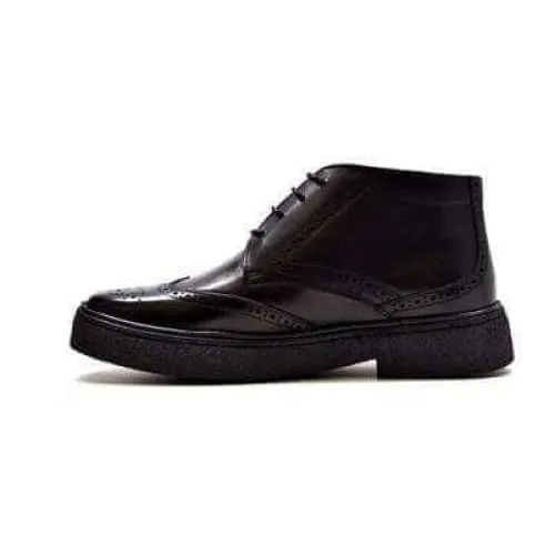 British Walkers Playboy Classic Wingtip Men's Black Leather TPR Ankle Boots