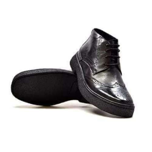 British Walkers Playboy Classic Wingtip Men's Black Leather TPR Ankle Boots