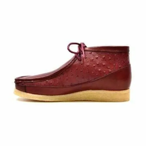 British Walkers Walker 100 Men's Burgundy Ostrich Leather Ankle Boots
