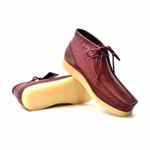 British Walkers Walker 100 Men's Burgundy Ostrich Leather Ankle Boots
