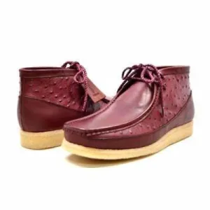 British Walkers Walker 100 Men's Burgundy Ostrich Leather Ankle Boots
