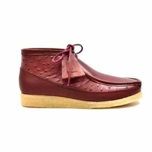 British Walkers Walker 100 Men's Burgundy Ostrich Leather Ankle Boots