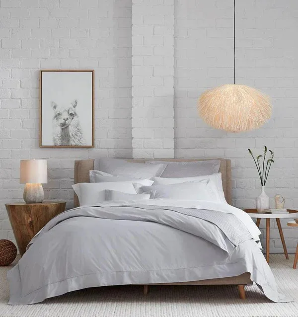 Celeste Percale Fitted Sheet by Sferra
