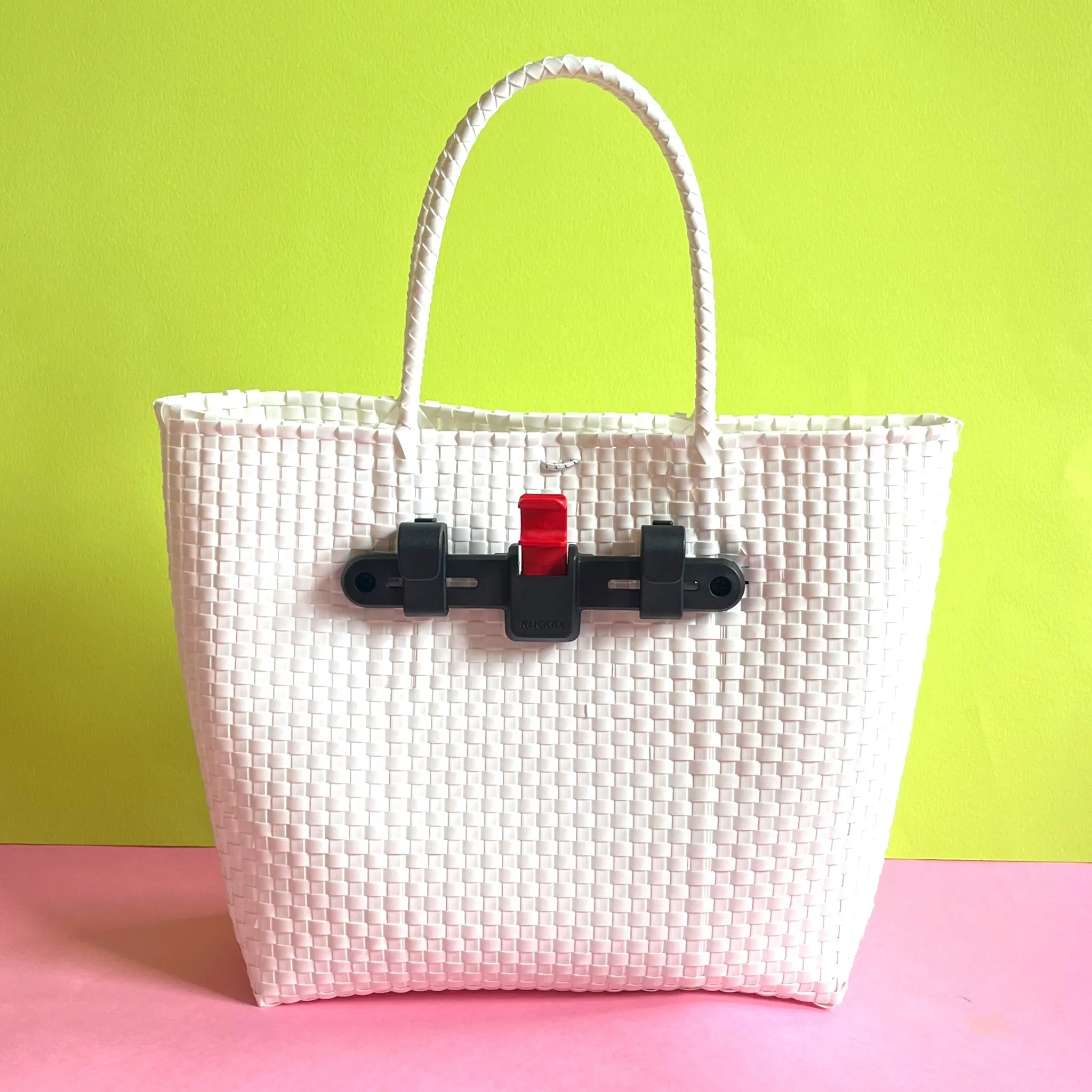 Charm Bicycle Pannier white plastic woven basket