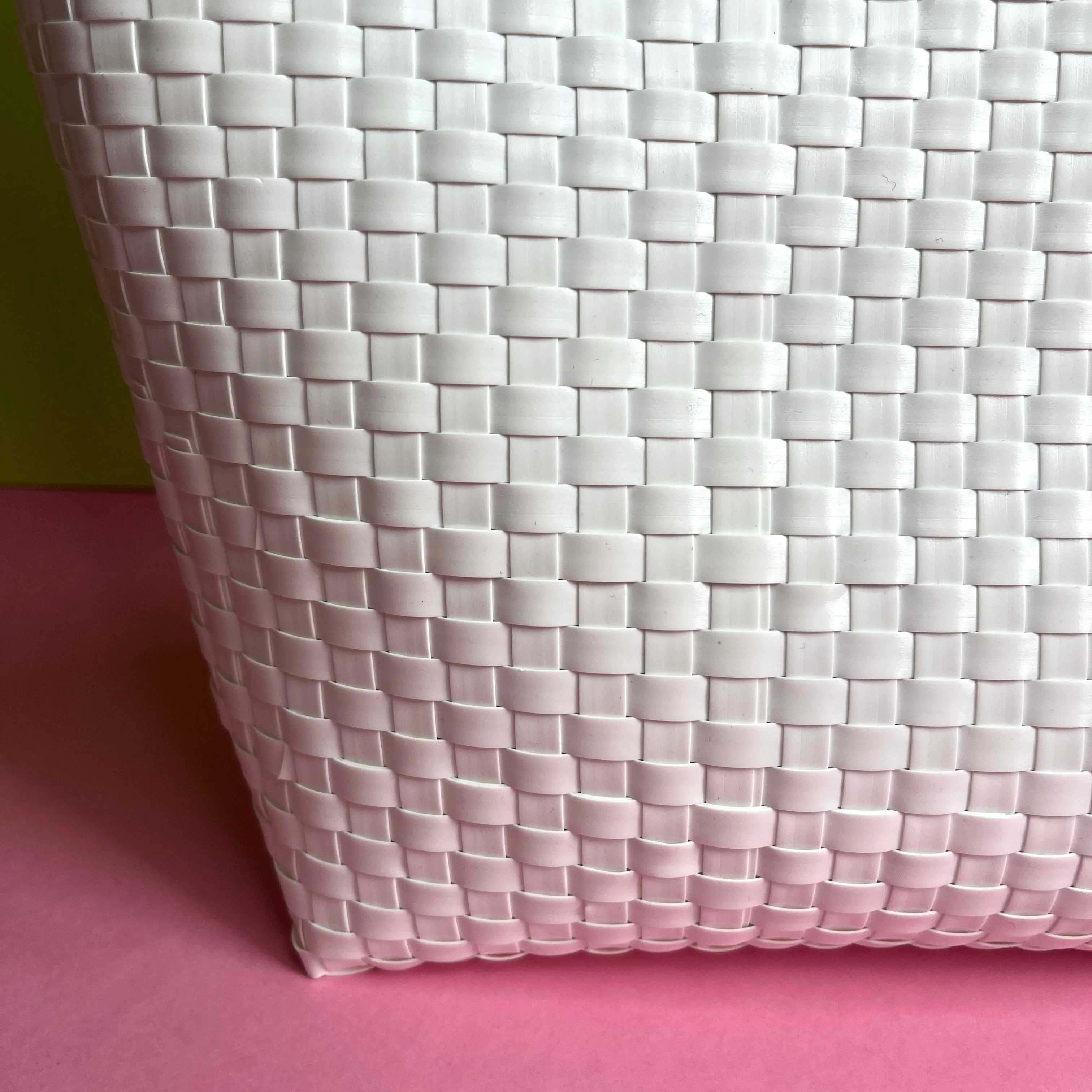 Charm Bicycle Pannier white plastic woven basket