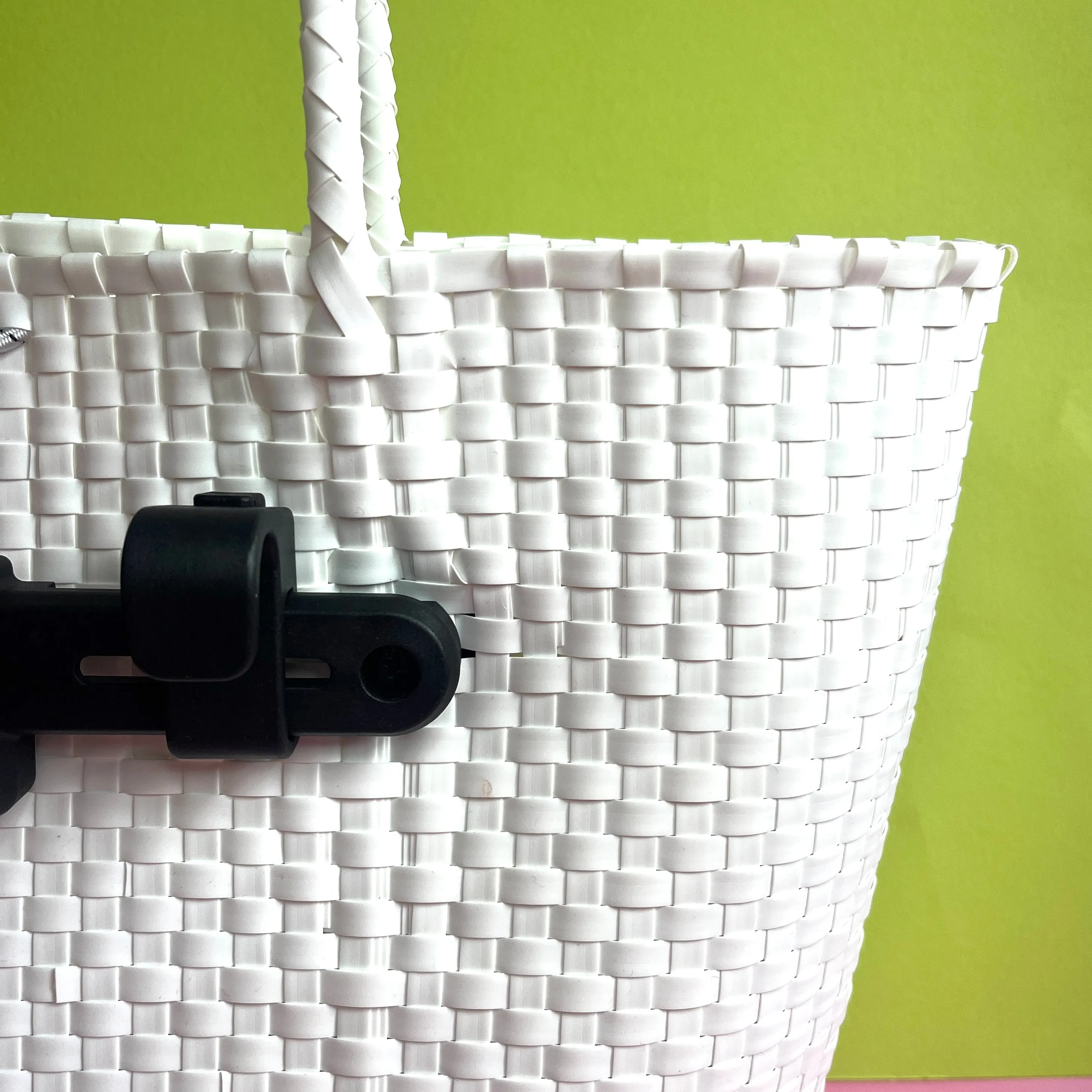 Charm Bicycle Pannier white plastic woven basket