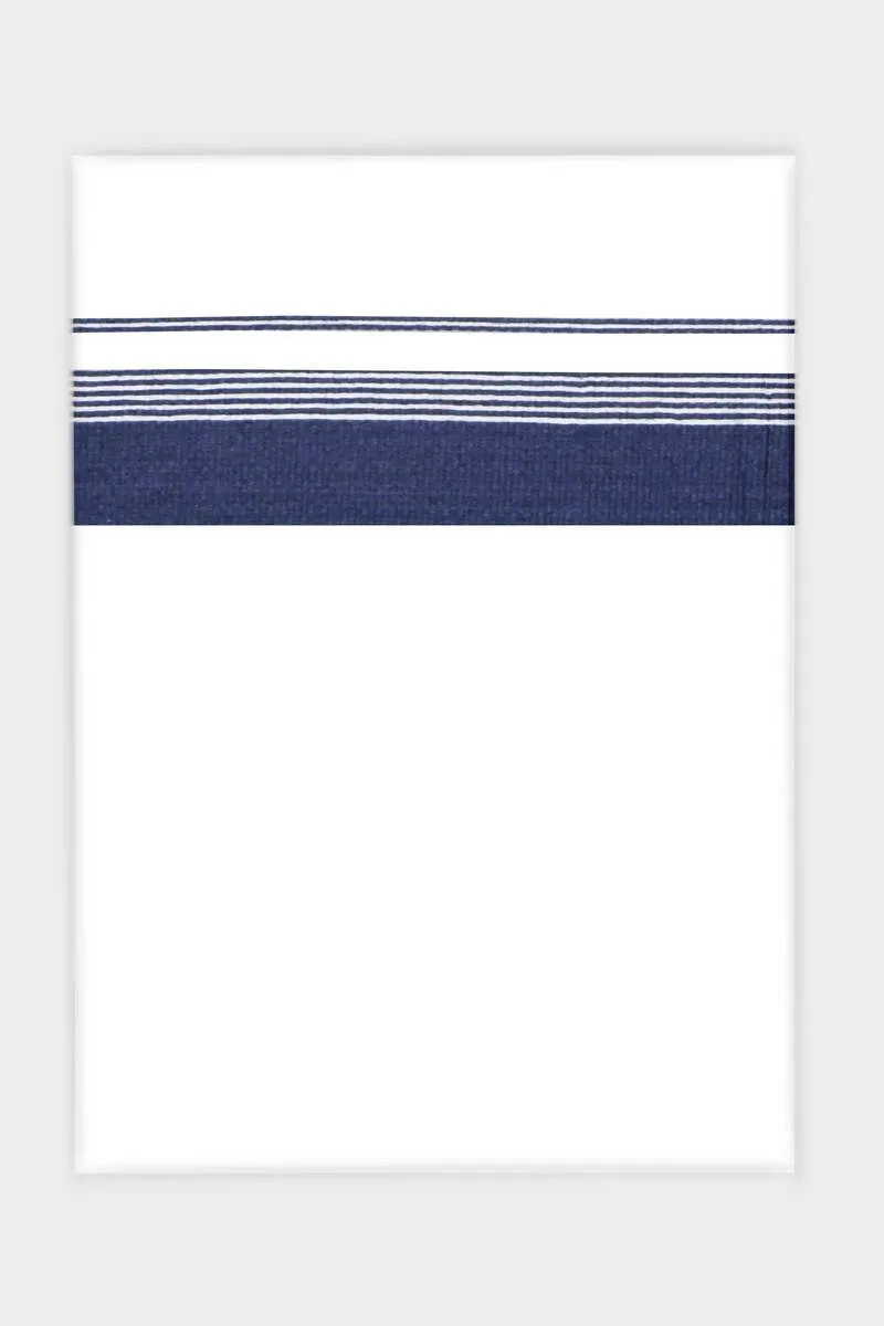 Charming Aabish - Navy Blue Smooth Cotton Double Layered Dhoti With Fancy Borders | Uathayam