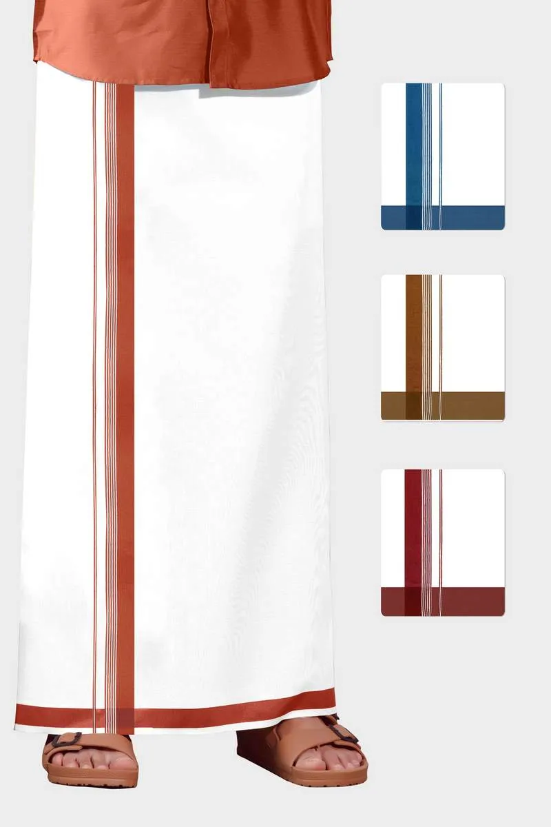 Charming Aabish - Navy Blue Smooth Cotton Double Layered Dhoti With Fancy Borders | Uathayam