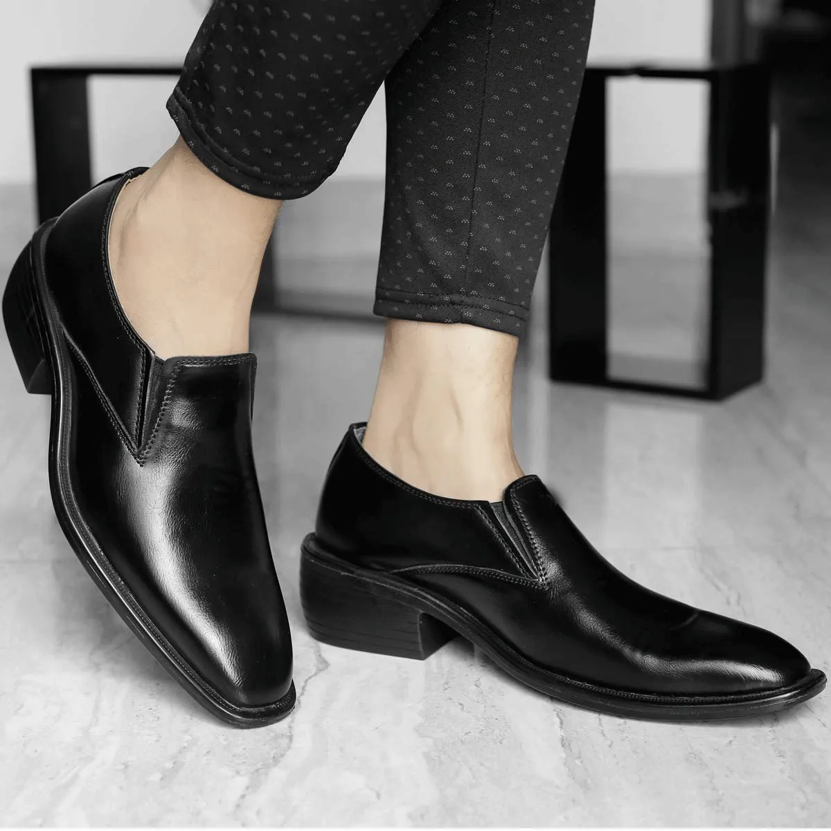 Classic Height Increasing Black Casual And Formal Slip on Shoes For Men-Unique and Classy