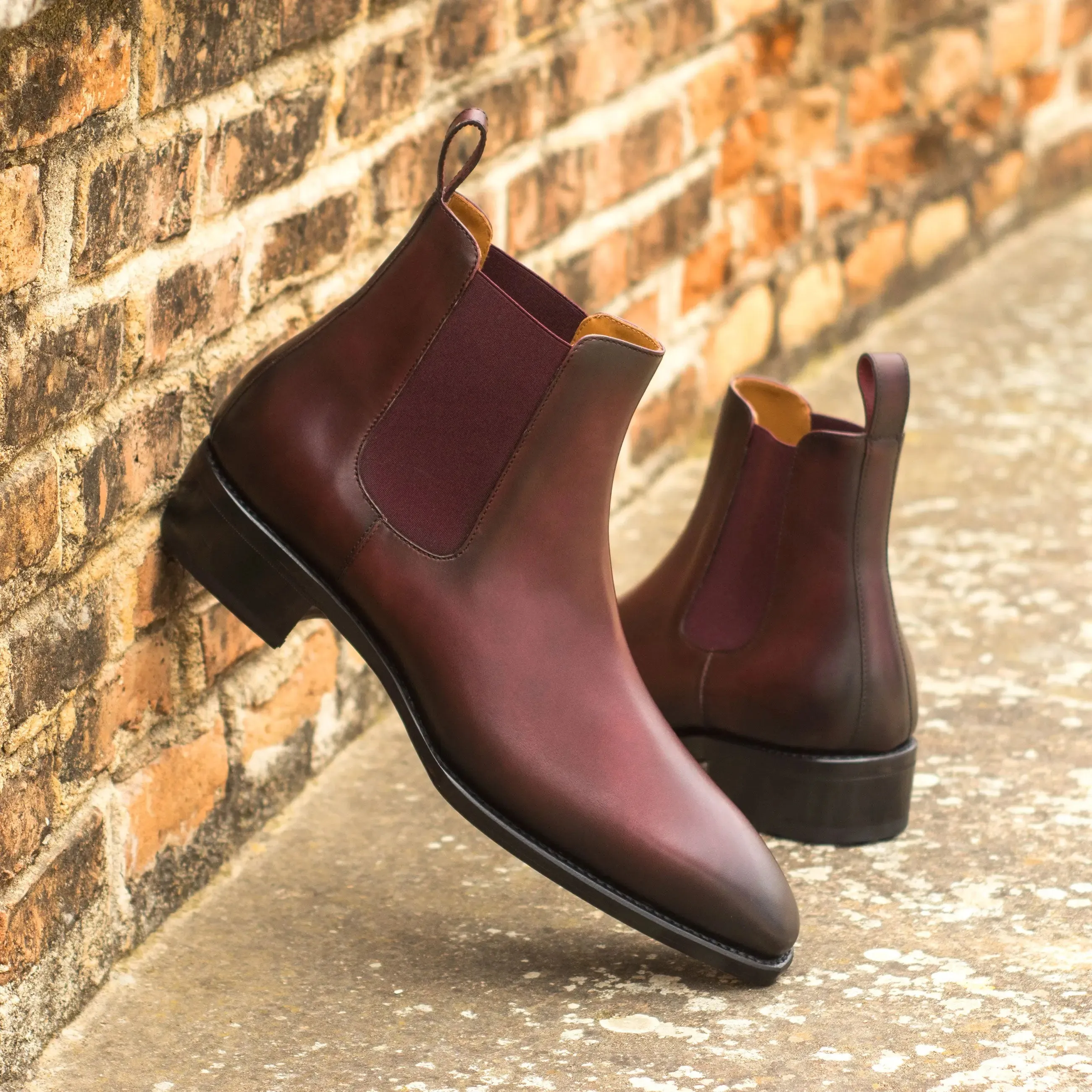 DapperFam Monza in Burgundy Men's Italian Leather Chelsea Boot