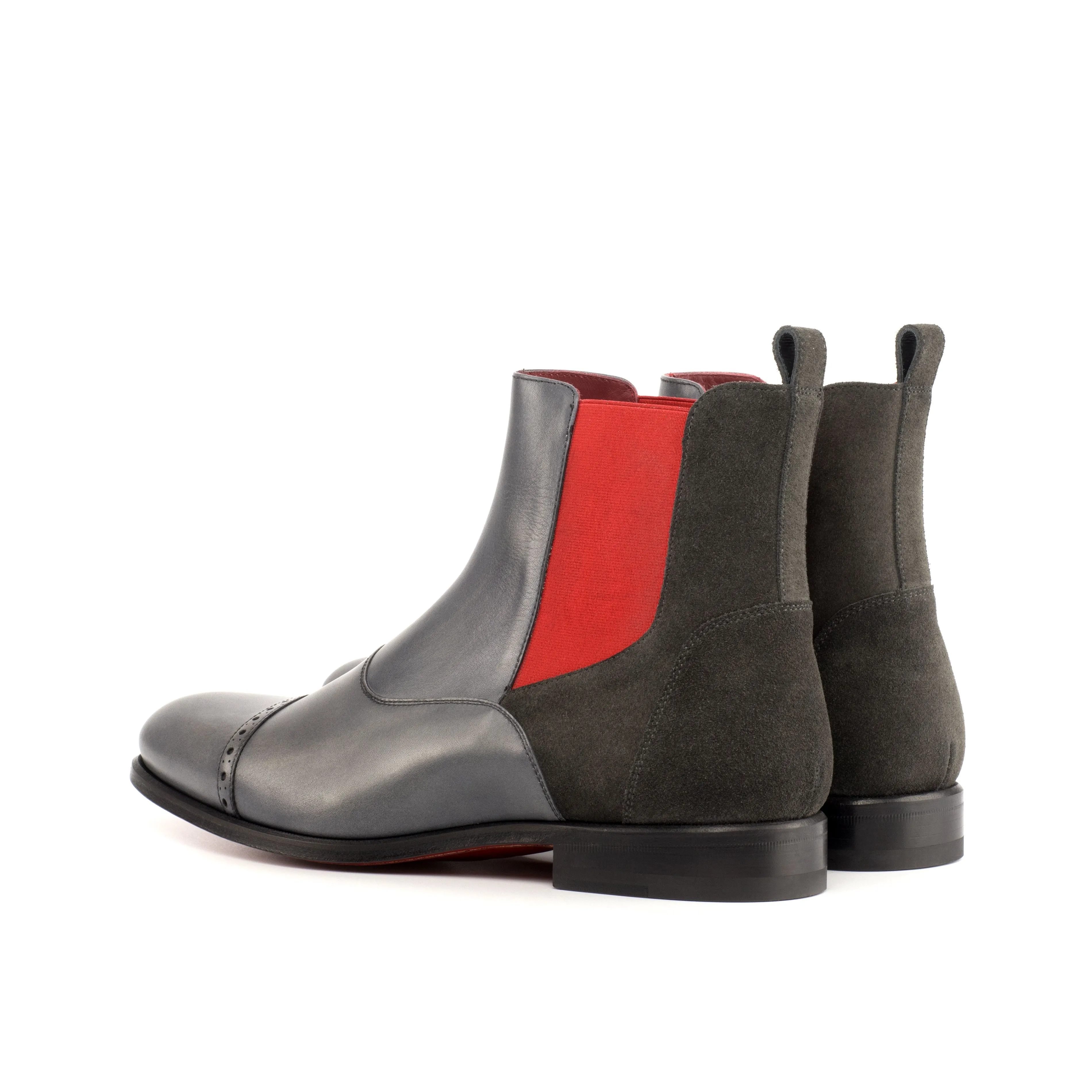 DapperFam Vesuvio in Grey Men's Lux Suede & Italian Leather Chelsea Multi Boot