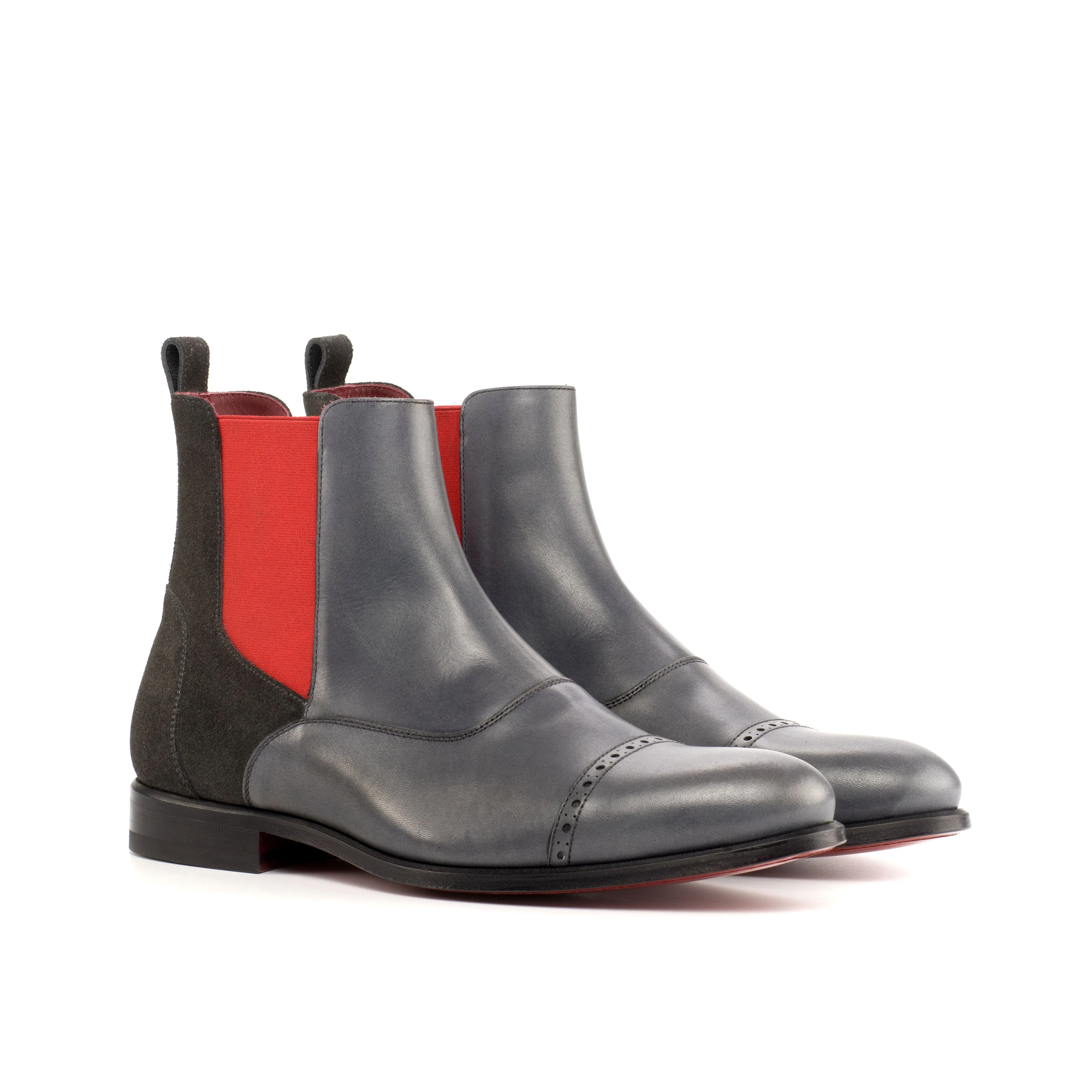 DapperFam Vesuvio in Grey Men's Lux Suede & Italian Leather Chelsea Multi Boot