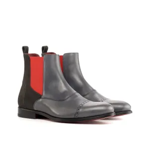 DapperFam Vesuvio in Grey Men's Lux Suede & Italian Leather Chelsea Multi Boot