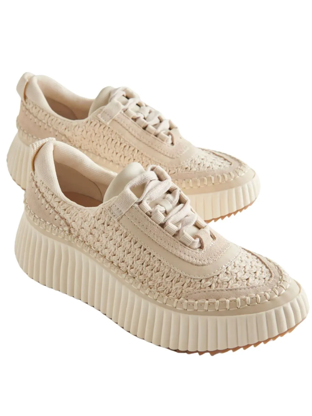 Dolce Vita Dolen Knit Sneakers in Sandstone