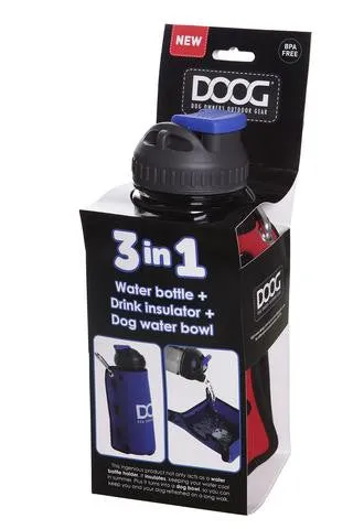 DOOG 3 in 1 Water Bottle & Bowl - Blue