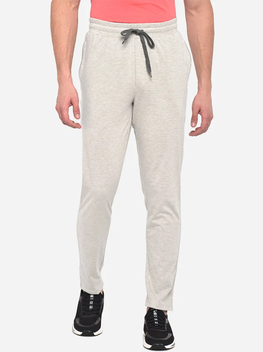 Ecru Melange Solid Regular Fit Track Pant | JadeBlue