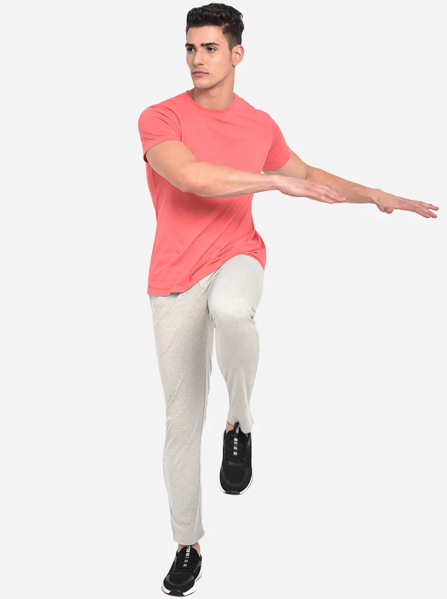 Ecru Melange Solid Regular Fit Track Pant | JadeBlue