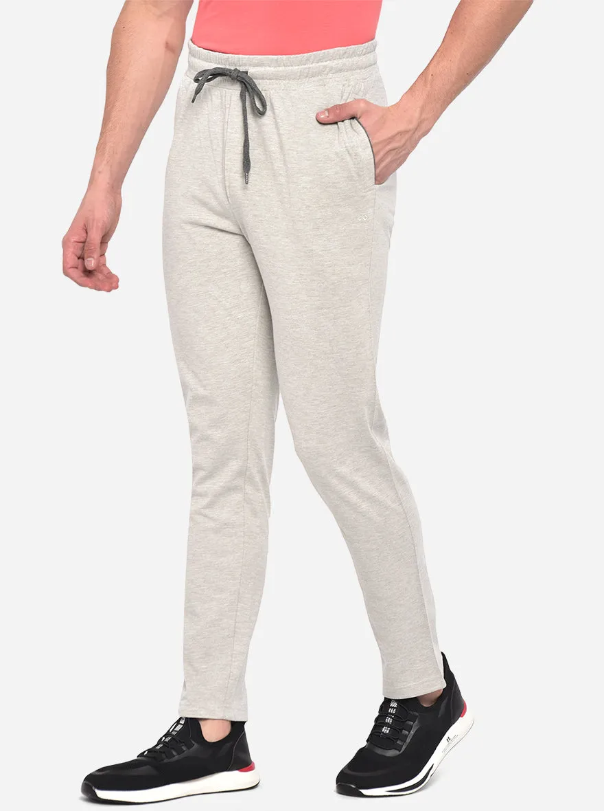 Ecru Melange Solid Regular Fit Track Pant | JadeBlue