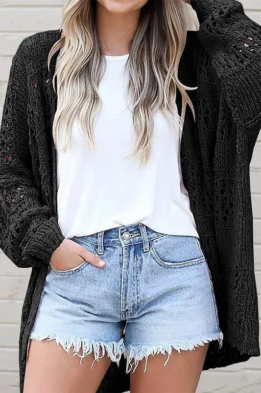 EG fashion Crochet Dolman Knit Sleeve Cardigan