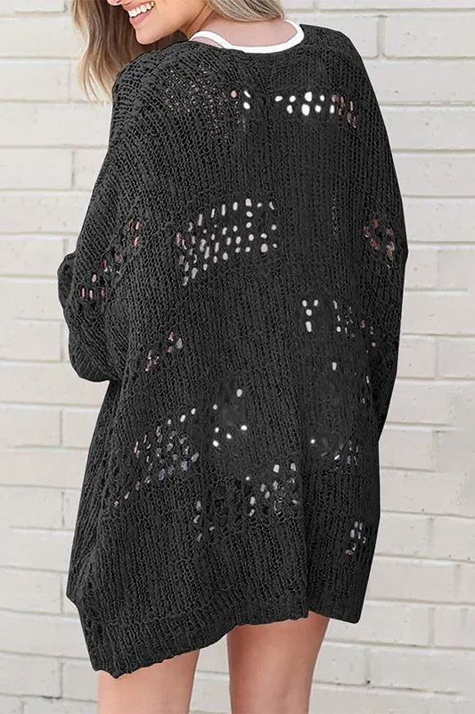 EG fashion Crochet Dolman Knit Sleeve Cardigan