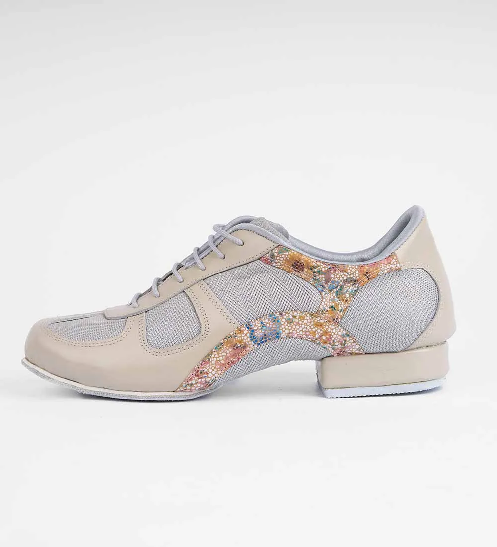 Elegant Ivory & Floral Leather - Men's Tango Trainers - Adonis 6522