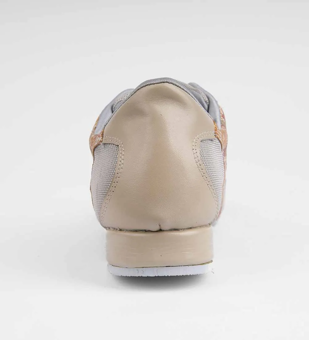 Elegant Ivory & Floral Leather - Men's Tango Trainers - Adonis 6522