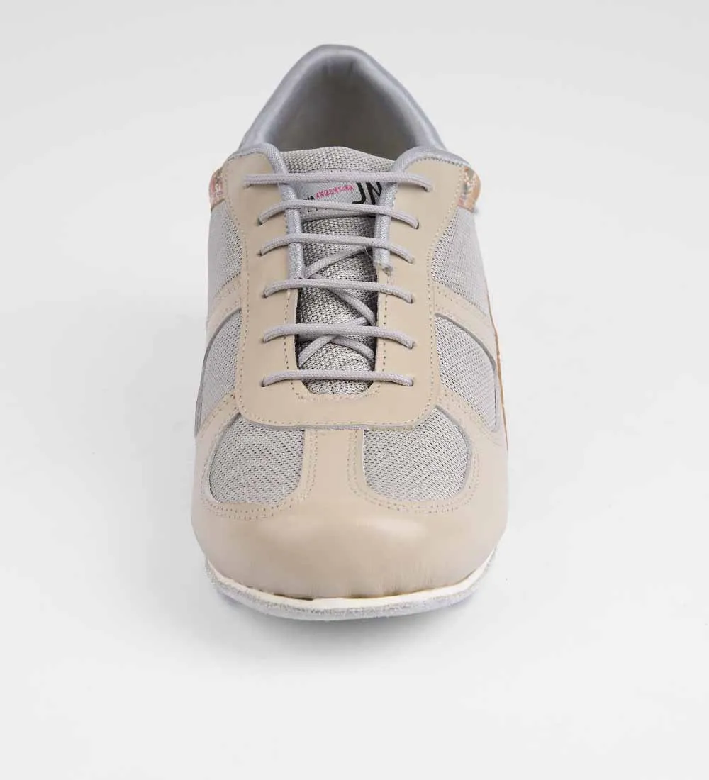 Elegant Ivory & Floral Leather - Men's Tango Trainers - Adonis 6522