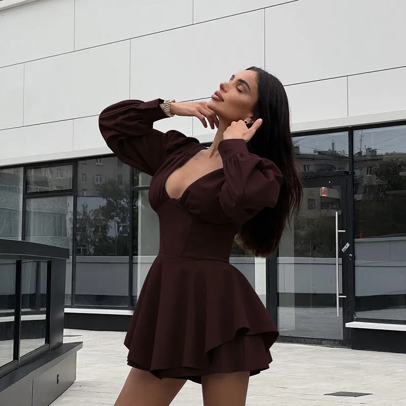 Elegant V-Neck Gathered Bodycon Dress for Timeless Fall Chic