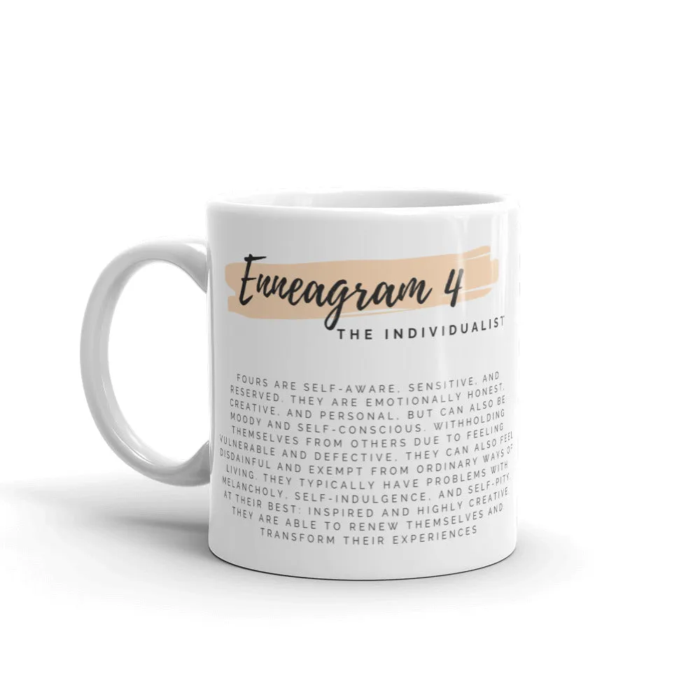 Enneagram 4 White glossy mug