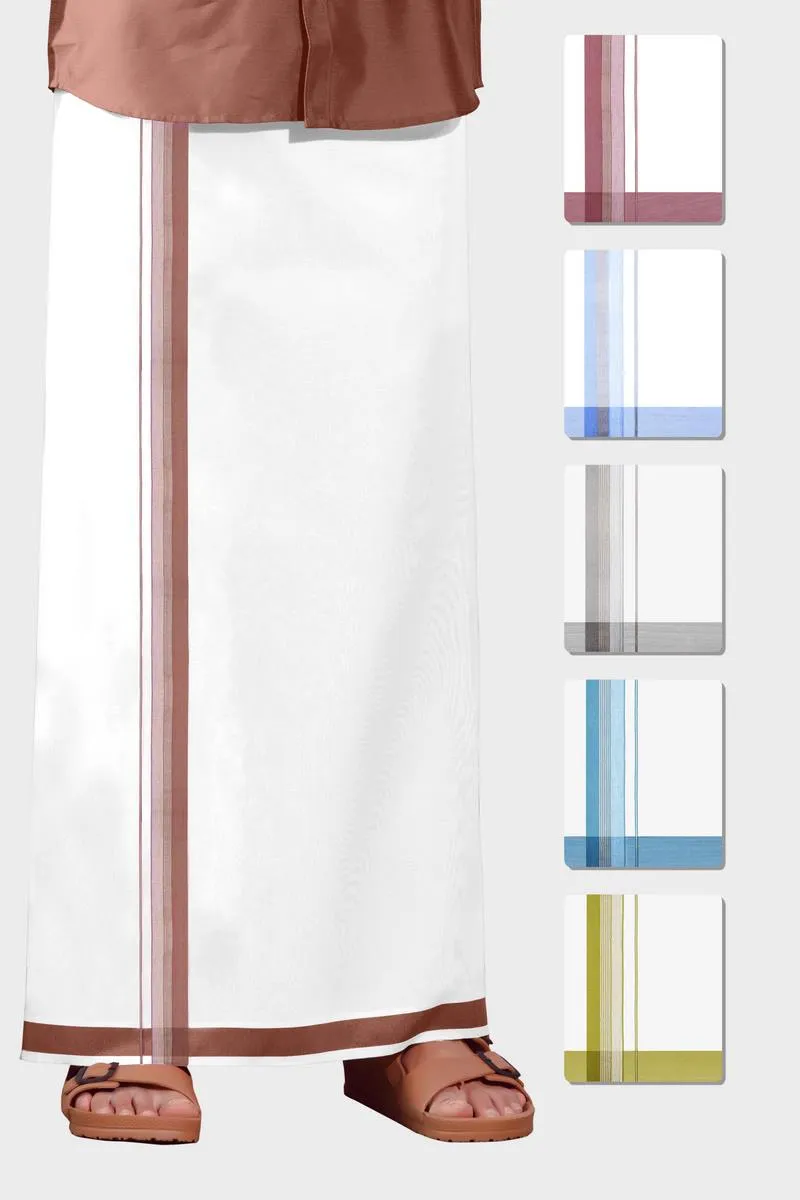 Fahadh Imran - Soft Red Smooth Cotton Double Layered Dhoti With Fancy Borders | Uathayam