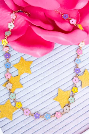 Flowers Are Happiness Pastel Goldtone Necklace