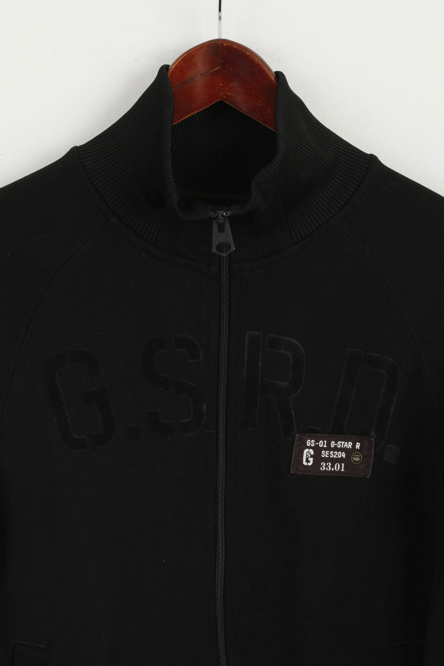 G-STAR RAW Women M Sweatshirt Black Zip Up Fitted Trainer Cardigan Top