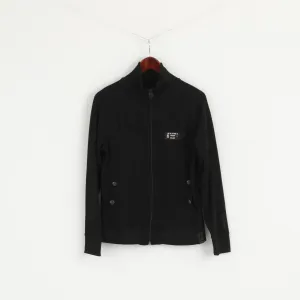 G-STAR RAW Women M Sweatshirt Black Zip Up Fitted Trainer Cardigan Top